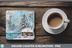 GorgeousVintage Blue Christmas Square Coaster design.