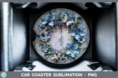 GorgeousVintage Blue Christmas Car Coaster design.