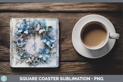 GorgeousVintage Blue Christmas Square Coaster design.