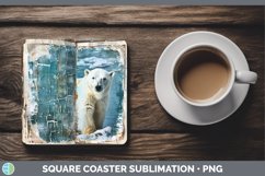 GorgeousVintage Blue Christmas Square Coaster design.
