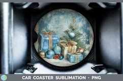 GorgeousVintage Blue Christmas Car Coaster design.