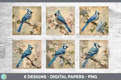 Bundle of six Decoupage Blue Jays Paper Backgrounds designs.