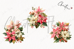 Watercolor Pink Poinsettia Clipart | Christmas PNG Product Image 3