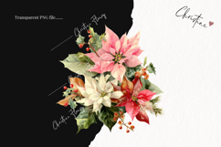 Watercolor Pink Poinsettia Clipart | Christmas PNG Product Image 2
