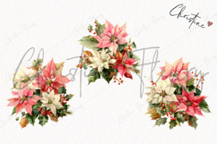 Watercolor Pink Poinsettia Clipart | Christmas PNG Product Image 3