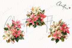 Watercolor Pink Poinsettia Clipart | Christmas PNG Product Image 3