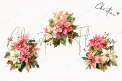 Watercolor Pink Poinsettia Clipart | Christmas PNG Product Image 3