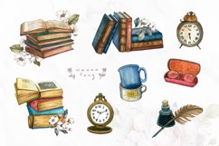 Vintage Floral Books Watercolor Clipart Product Image 4