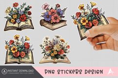 Vintage Book Flowers Sticker Clipart Product Image 1