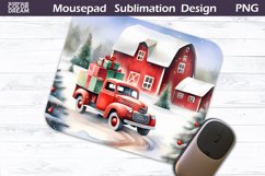 Christmas MousePad PNG | Red Truck Mouse Pad Sublimation Product Image 1