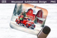 Christmas MousePad PNG | Vintage Red Truck Mouse Pad Product Image 1