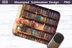 Books MousePad PNG | Book Lover Mouse Pad Sublimation Product Image 1