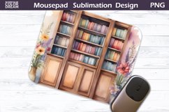 Books Watercolor MousePad Sublimation| Book Lover Mouse Pad Product Image 1