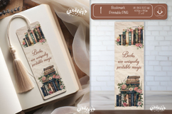 Old Book Vintage Bookmark png Flower Book Lover Quote png Product Image 1