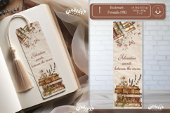 Book Vintage Bookmark png Flower Book Lover Quote png Product Image 1