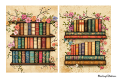 Old Library Bookshelf Paper Junk Journal Pages, Vintage Product Image 3