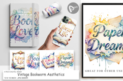 Vintage Bookworm Digital Paper Product Image 1