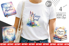 Vintage Bookworm Quotes Sublimation Product Image 1