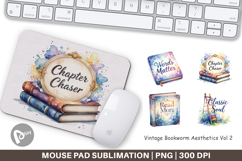 Vintage Bookworm Quotes Mouse Pad Product Image 1