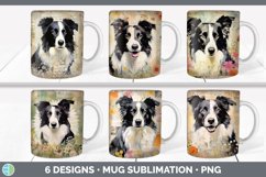 Bundle of six Decoupage Border Collies Mug Wrap designs.