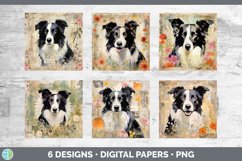 Bundle of six Decoupage Border Collies Paper Backgrounds designs.