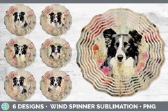 Bundle of six Decoupage Border Collies Wind Spinner designs.