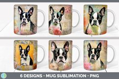 Bundle of six Decoupage Boston Terriers Mug Wrap designs.