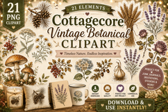 Cottagecore Vintage Botanical PNG Clipart Bundle Product Image 1