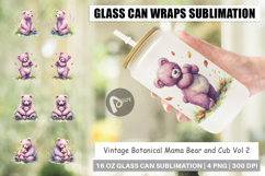 Botanical Mama Bear &amp; Cub Glass Can Product Image 1