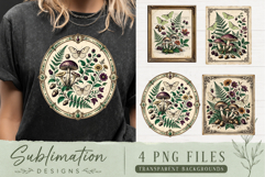 Vintage Botanical Mushroom PNG | Dark Academia Sublimation Product Image 1