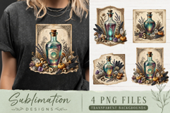 Vintage Botanical Mushroom PNG | Dark Academia Sublimation Product Image 1