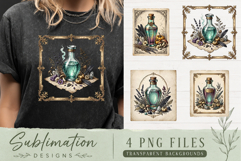 Vintage Botanical Mushroom PNG | Dark Academia Sublimation Product Image 1