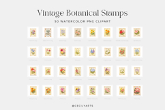 Vintage Botanical Stamps Clipart Floral Postage Product Image 2