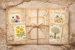Vintage Botanical Stamps Clipart Floral Postage Product Image 5