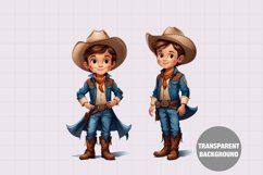 Watercolor cowboy clipart, Vintage boy clipart Product Image 1