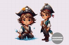 Little pirate boy clipart, Vintage boy clipart Product Image 1