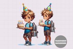 Birthday boy clipart, Vintage boy clipart Product Image 1