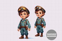 Pilot boy clipart, Vintage boy clipart Product Image 1