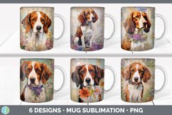 Bundle of six Decoupage Brittany Dogs Mug Wrap designs.