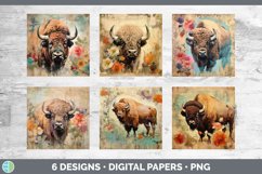 Bundle of six Decoupage Buffalos Paper Backgrounds designs.