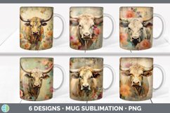 Bundle of six Decoupage Bulls Mug Wrap designs.