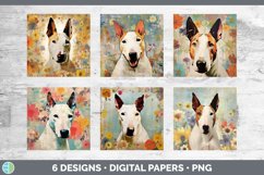 Bundle of six Decoupage Bull Terriers Paper Backgrounds designs.