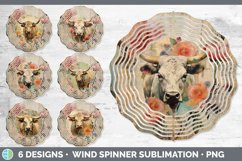 Bundle of six Decoupage Bulls Wind Spinner designs.