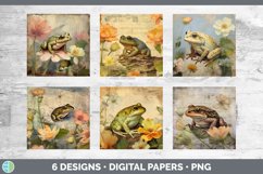 Bundle of six Decoupage frogs Paper Backgrounds designs.