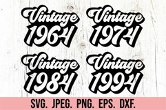 Vintage Birthday 1964 1974 1984 1994 Retro Bundle 30 40 svg Product Image 1