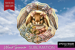 Vintage Bunny Wind Spinner Sublimation PNG - Cute Bunny Product Image 1