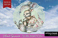 Vintage Bunny Wind Spinner Sublimation PNG - Cute Bunny Product Image 1