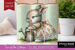 Vintage Bunny Tumbler Wrap - Cute Bunny Tumbler PNG Product Image 1