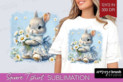 Vintage Bunny Square Tshirt Background - Cute Bunny PNG Product Image 1