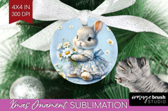 Vintage Bunny Ornament PNG - Cute Bunny PNG Sublimation Product Image 1